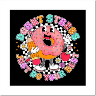 Women Retro Donut Stress Just Do Your Best Staar Testing Posters and Art